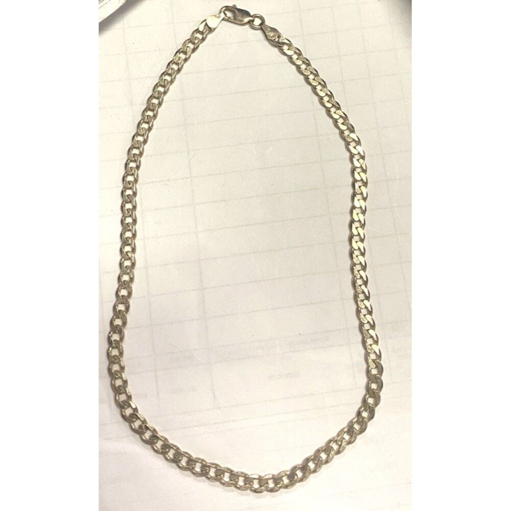 Italy 16" Vintage Sterling Silver Cuban Link Chain Choker Necklace Free Shipping
